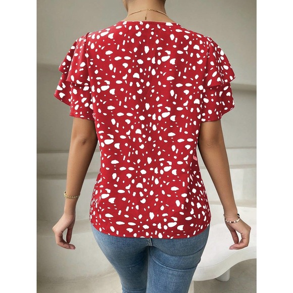 Dalmatian Print Butterfly Sleeve Blouse - Picture 11 of 11